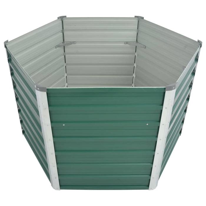 Garden Raised Bed Galvanised Steel 129x129x77 Cm Green Aanpi