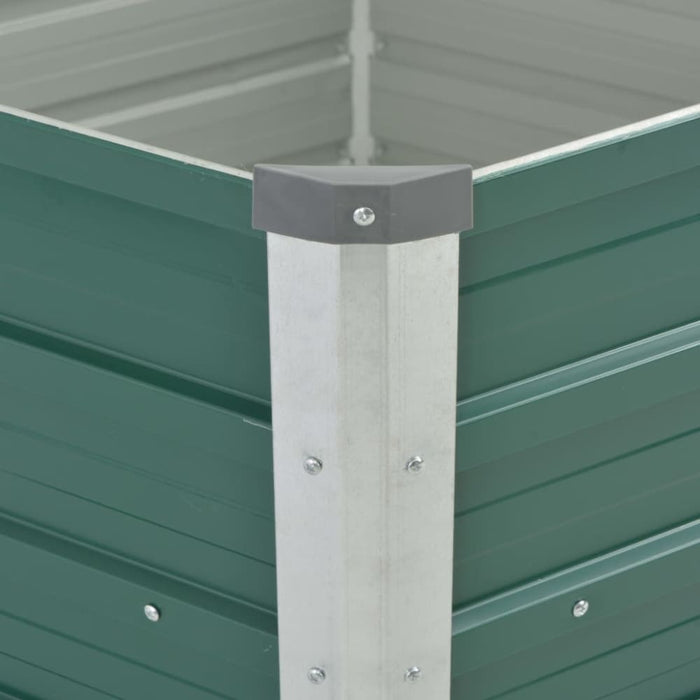 Garden Raised Bed Galvanised Steel 129x129x77 Cm Green Aanpi