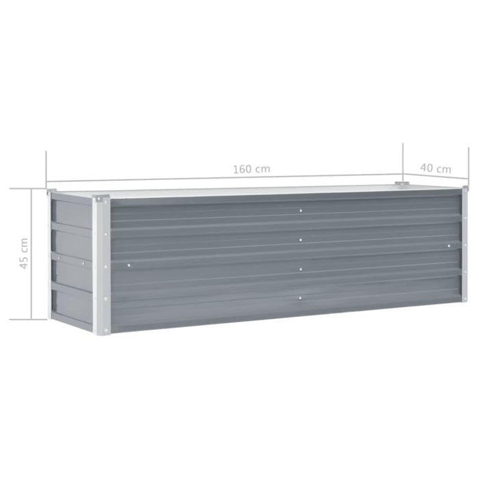 Garden Raised Bed Galvanised Steel 160x40x45 Cm Grey Aanpb