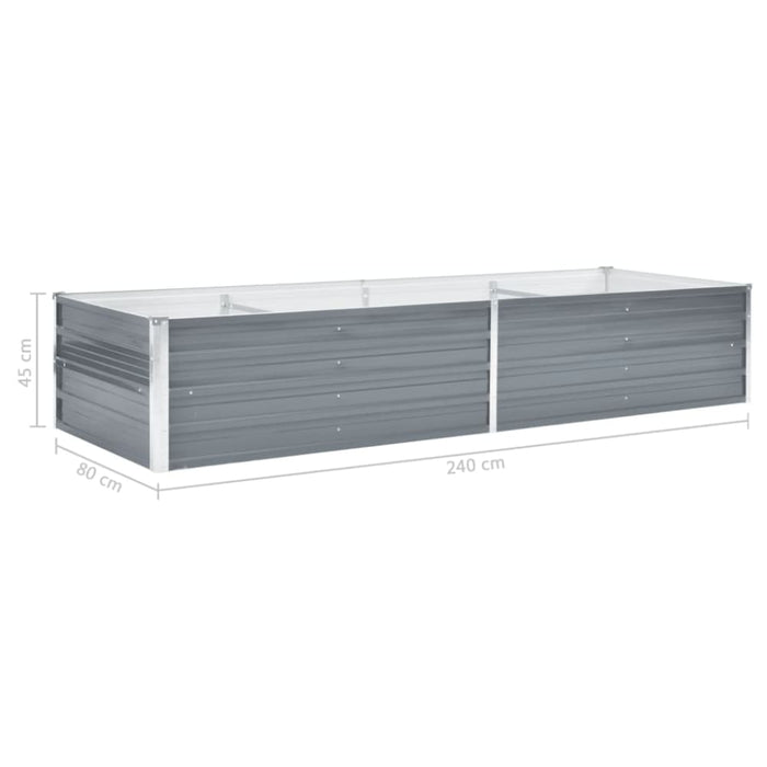 Garden Raised Bed Galvanised Steel 240x80x45 Cm Grey Aanax