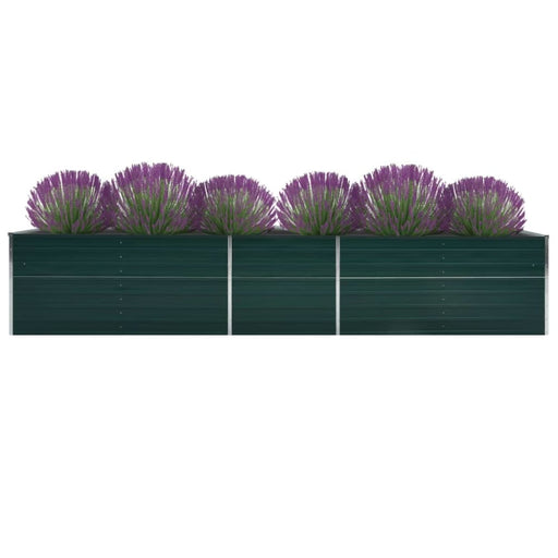 Garden Raised Bed Galvanised Steel 400x80x45 Cm Green Aibpi
