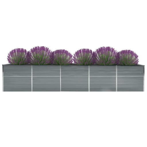 Garden Raised Bed Galvanised Steel 400x80x45 Cm Grey Aibpl