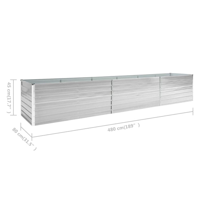 Garden Raised Bed Galvanised Steel 480x80x45 Cm Grey Aibla