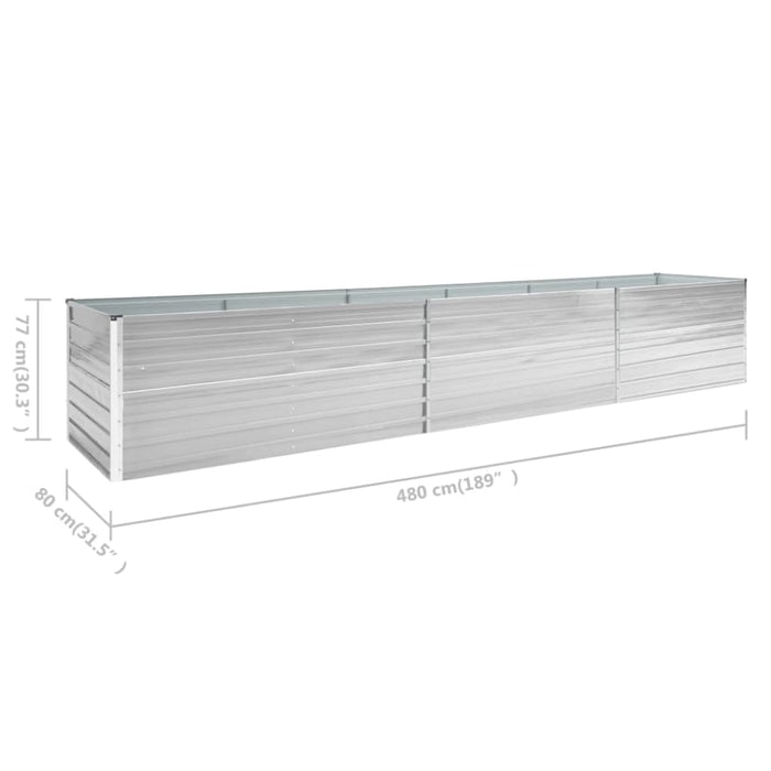 Garden Raised Bed Galvanised Steel 480x80x77 Cm Grey Aibln