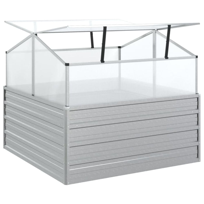 Garden Raised Bed With Greenhouse 100x100x85 Cm Silver