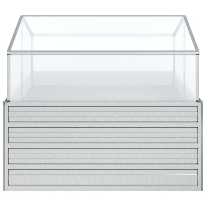 Garden Raised Bed With Greenhouse 100x100x85 Cm Silver