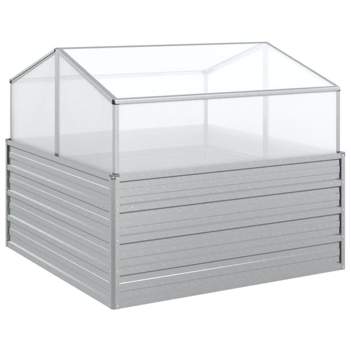 Garden Raised Bed With Greenhouse 100x100x85 Cm Silver