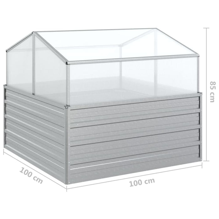 Garden Raised Bed With Greenhouse 100x100x85 Cm Silver