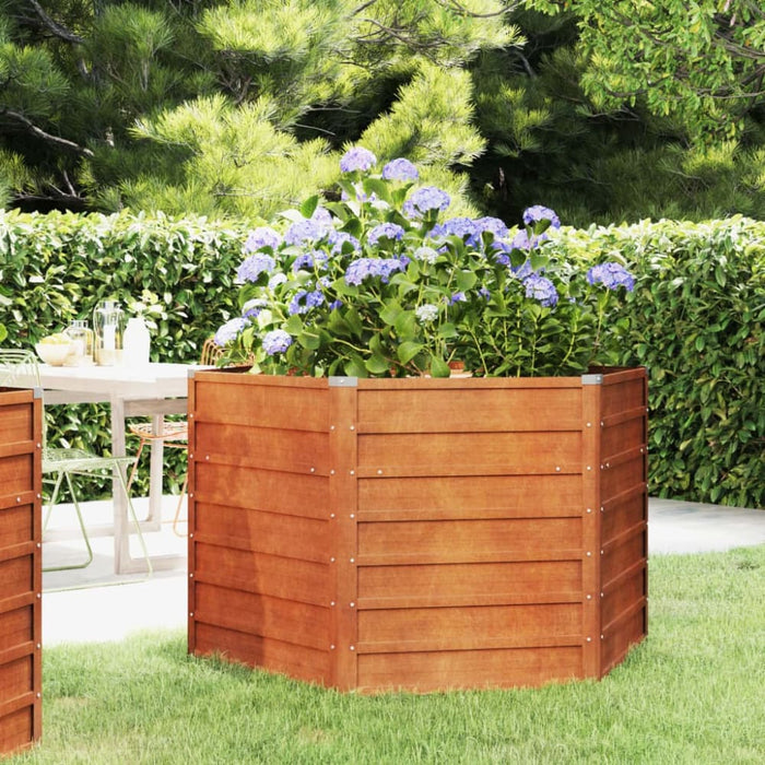 Garden Raised Bed Rusty 129x129x77 Cm Corten Steel Opokai