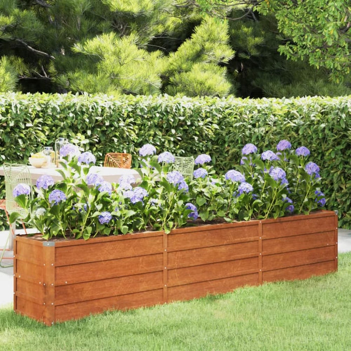 Garden Raised Bed Rusty 240x40x45 Cm Corten Steel Opokpa