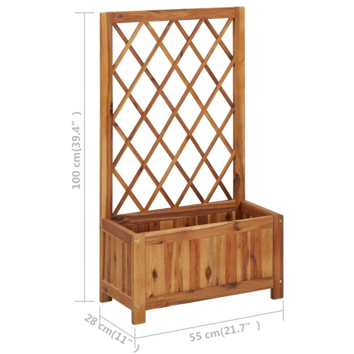 Garden Raised Bed With Trellis Solid Acacia Wood Tolpao