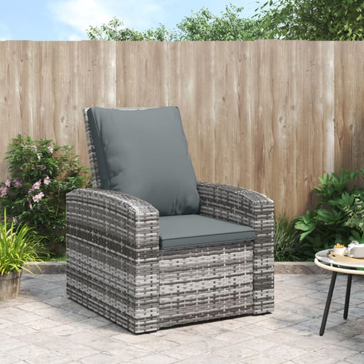 Garden Reclining Chair with Cushions Grey Poly Rattan Tlaoba