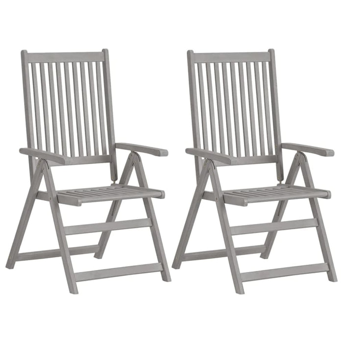 Garden Reclining Chairs 2 Pcs with Cushions Solid Wood