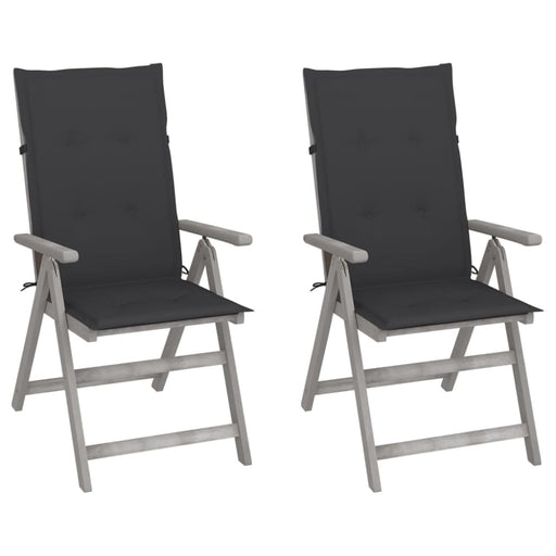 Garden Reclining Chairs 2 Pcs with Cushions Solid Wood