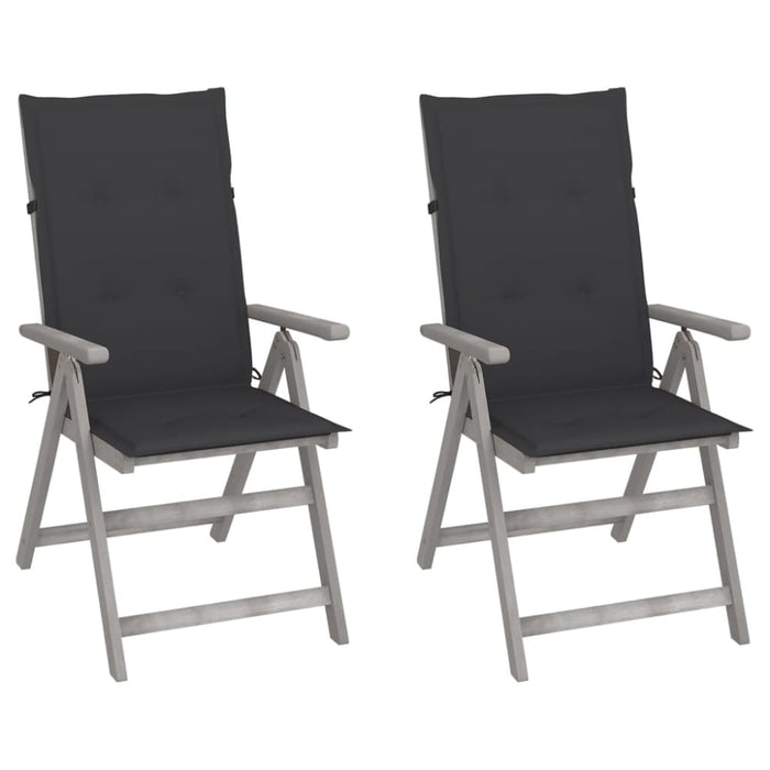 Garden Reclining Chairs 2 Pcs with Cushions Solid Wood