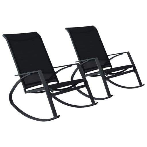 Garden Rocking Chairs 2 Pcs Textilene Black Anoxt