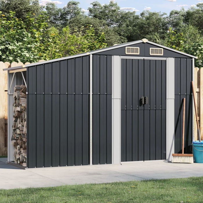 Garden Shed Anthracite 277x93x179 Cm Galvanised Steel Tlapon