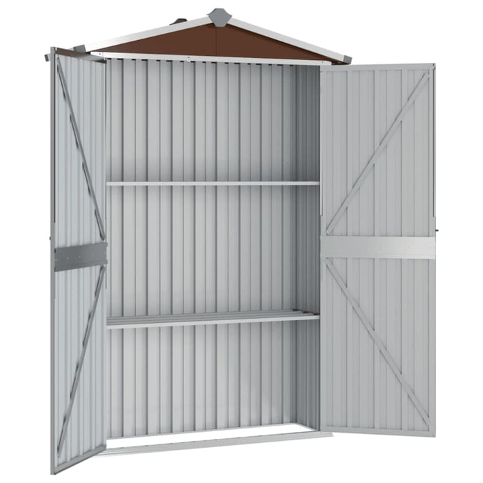 Garden Shed Brown 116x45x175 Cm Galvanised Steel Altba
