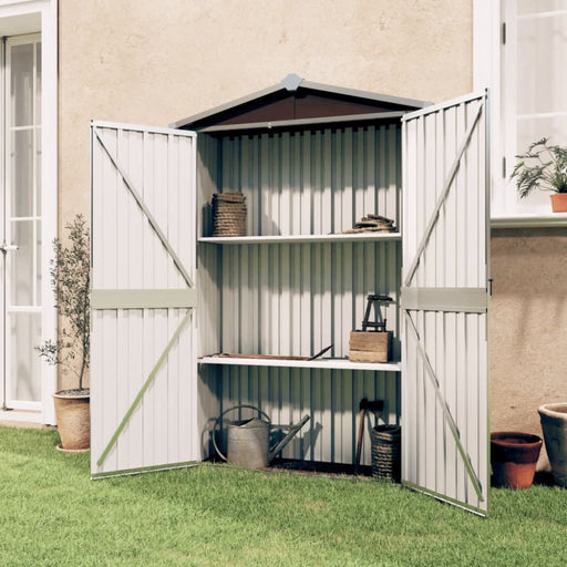Garden Shed Brown 116x45x175 Cm Galvanised Steel Altba