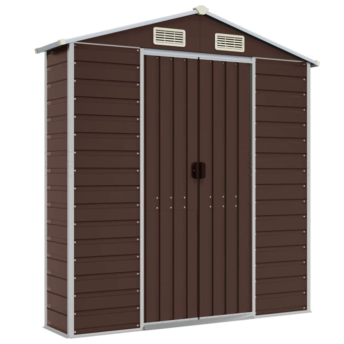Garden Shed Brown 191x130x198 Cm Galvanised Steel Tonnxla