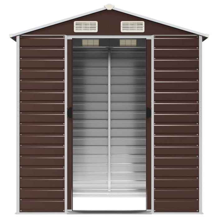 Garden Shed Brown 191x130x198 Cm Galvanised Steel Tonnxla