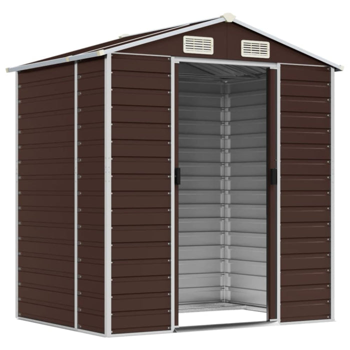 Garden Shed Brown 191x130x198 Cm Galvanised Steel Tonnxla