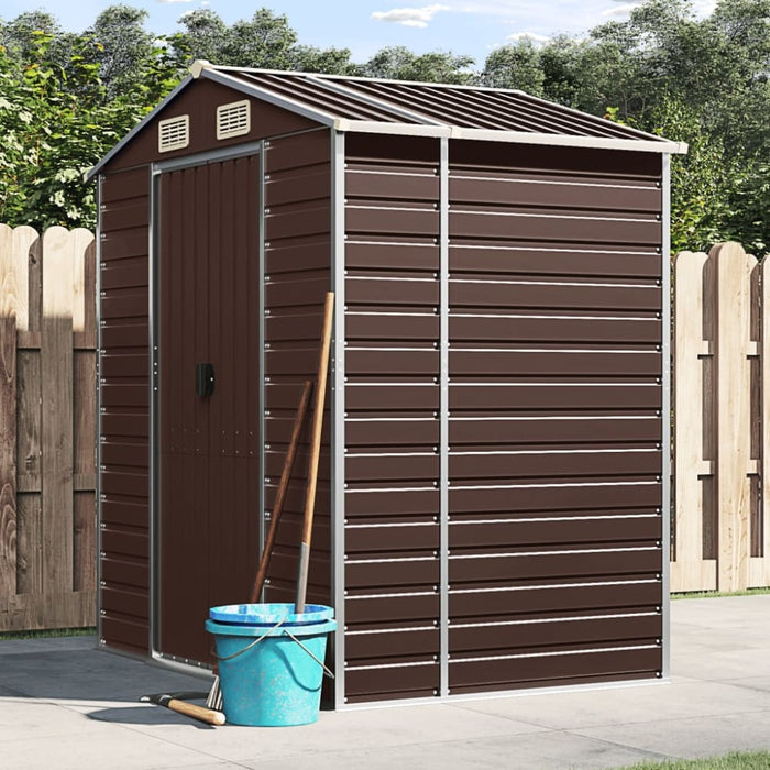 Garden Shed Brown 191x130x198 Cm Galvanised Steel Tonnxla