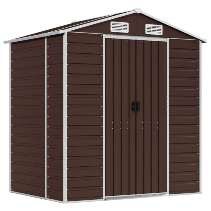 Garden Shed Brown 191x130x198 Cm Galvanised Steel Tonnxla