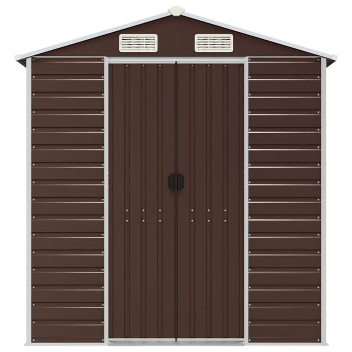 Garden Shed Brown 191x130x198 Cm Galvanised Steel Tonnxla