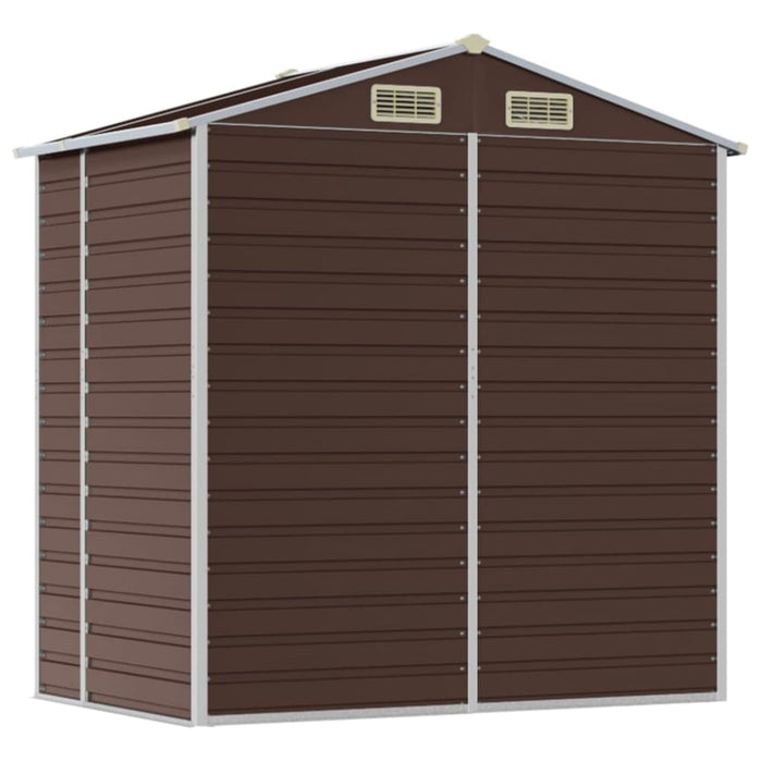 Garden Shed Brown 191x130x198 Cm Galvanised Steel Tonnxla