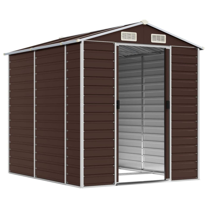 Garden Shed Brown 191x215x198 Cm Galvanised Steel Tonnxlp