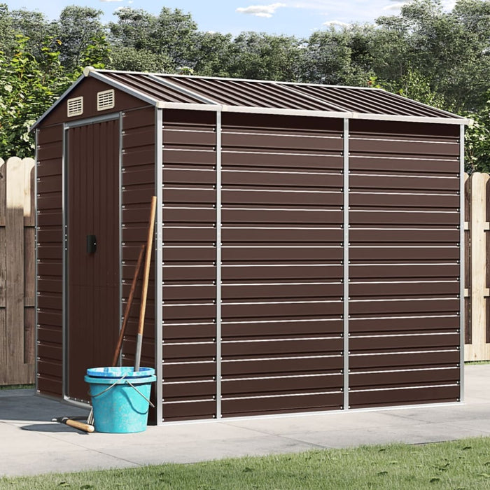 Garden Shed Brown 191x215x198 Cm Galvanised Steel Tonnxlp