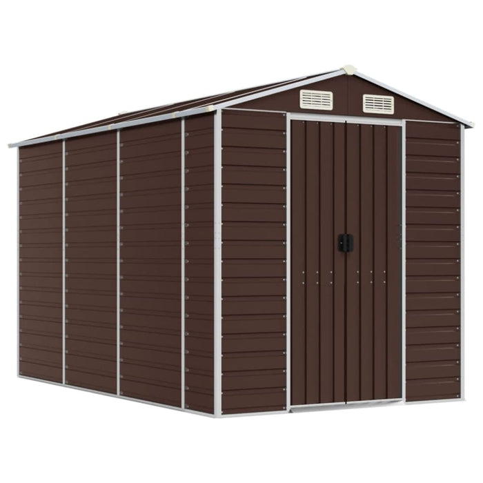 Garden Shed Brown 191x300x198 Cm Galvanised Steel Tonnxll
