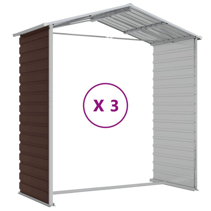 Garden Shed Brown 191x300x198 Cm Galvanised Steel Tonnxll
