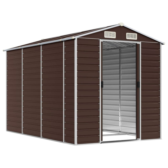 Garden Shed Brown 191x300x198 Cm Galvanised Steel Tonnxll