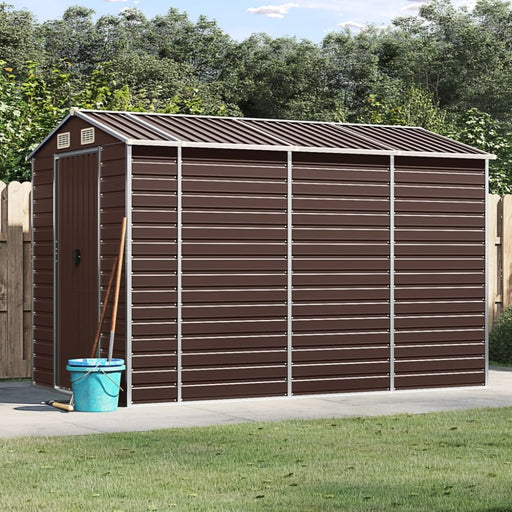 Garden Shed Brown 191x300x198 Cm Galvanised Steel Tonnxll