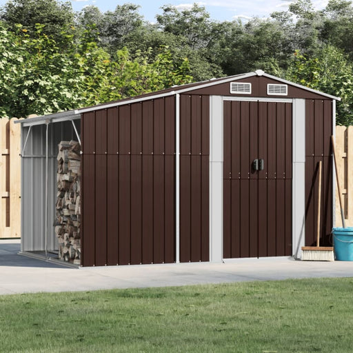 Garden Shed Brown 277x192.5x179 Cm Galvanised Steel Tonnxkp