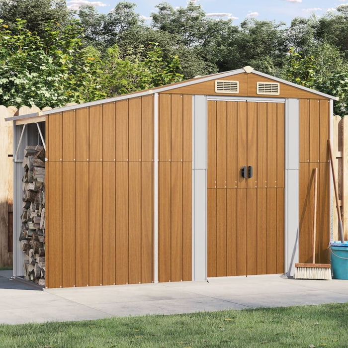 Garden Shed Brown 277x93x179 Cm Galvanised Steel Tlapxx