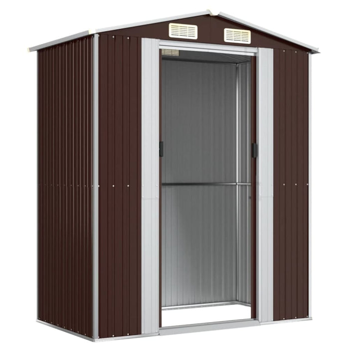 Garden Shed Dark Brown 192x108x223 Cm Galvanised Steel