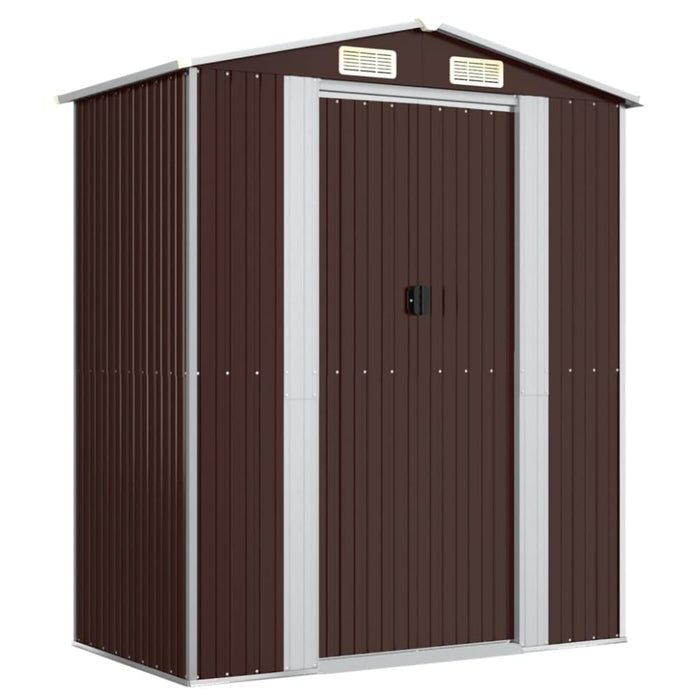 Garden Shed Dark Brown 192x108x223 Cm Galvanised Steel