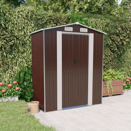 Garden Shed Dark Brown 192x108x223 Cm Galvanised Steel