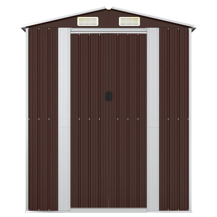 Garden Shed Dark Brown 192x108x223 Cm Galvanised Steel