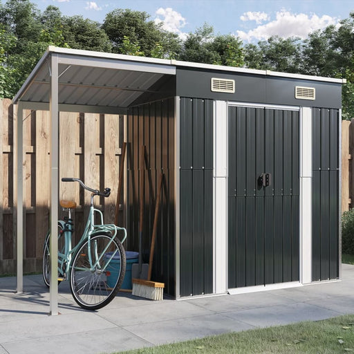 Garden Shed with Extended Roof Anthracite 277x110.5x181 Cm