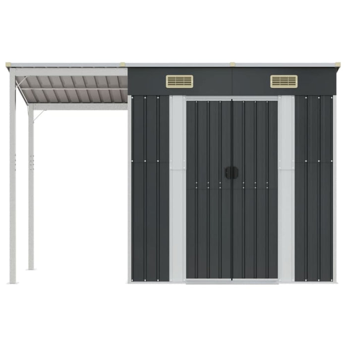 Garden Shed with Extended Roof Anthracite 277x110.5x181 Cm