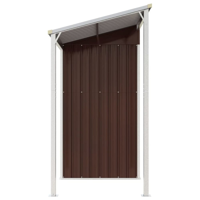 Garden Shed With Extended Roof Brown 277x110.5x181 Cm Steel