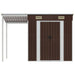 Garden Shed With Extended Roof Brown 277x110.5x181 Cm Steel