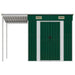 Garden Shed With Extended Roof Green 277x110.5x181 Cm Steel