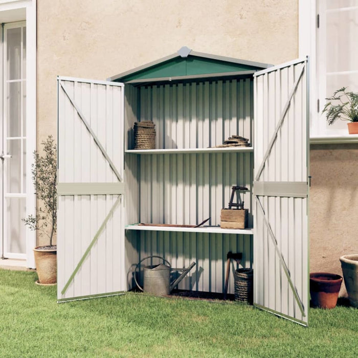 Garden Shed Green 116x45x175 Cm Galvanised Steel Altbo