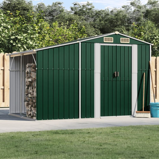 Garden Shed Green 277x192.5x179 Cm Galvanised Steel Tonnxnl
