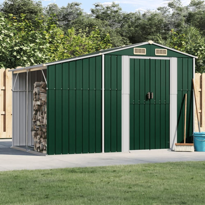 Garden Shed Green 277x192.5x179 Cm Galvanised Steel Tonnxnl